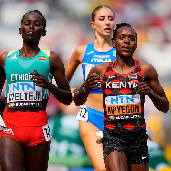 Diribe Welteji och Faith Kipyegon möttes även vid VM i Budapest. Här i ett försöksheat på 1 500 meter.