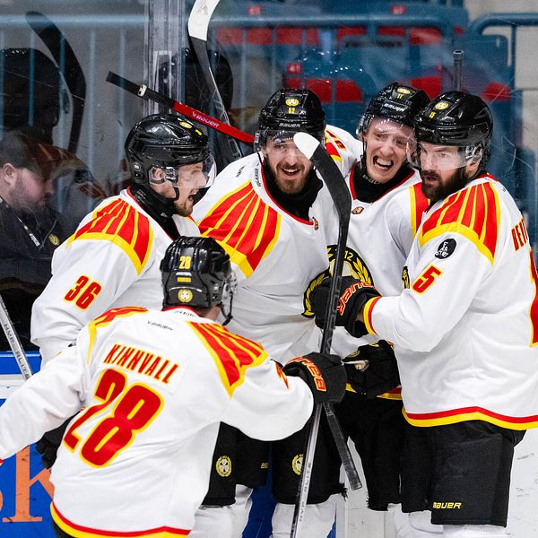 Brynäs jublar efter 3-0-målet mot Djurgården