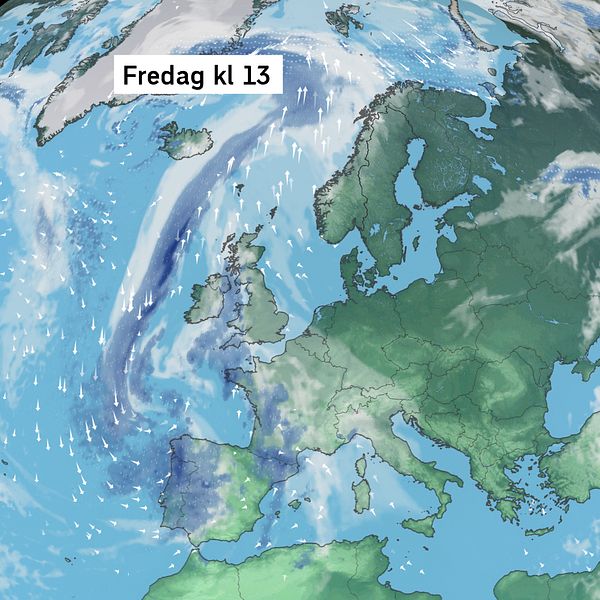 Väderkarta som visar väder i Europa – prognos för de kommande dagarna