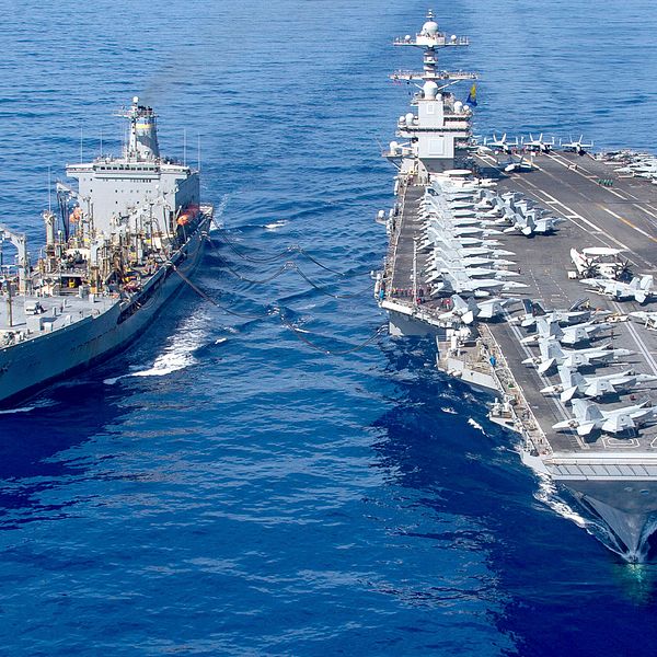 Hangarfartyget USS Gerald Ford i Medelhavet efter att kriget brutit ut mellan Israel och Hamas.
