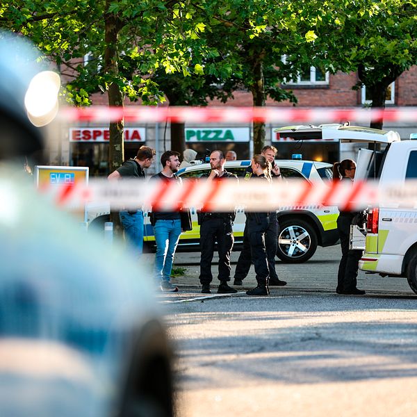 Område avspärrat vid Hans Knudsens Plads i Köpenhamn.