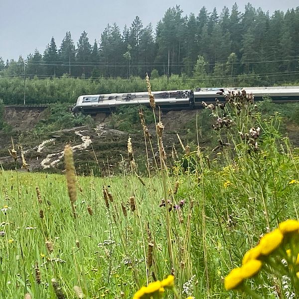 Urspårat tåg utanför Hudiksvall