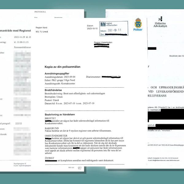 Polisanmälan och de handlingar som visselblåsaren skickade till Konkurrensverket