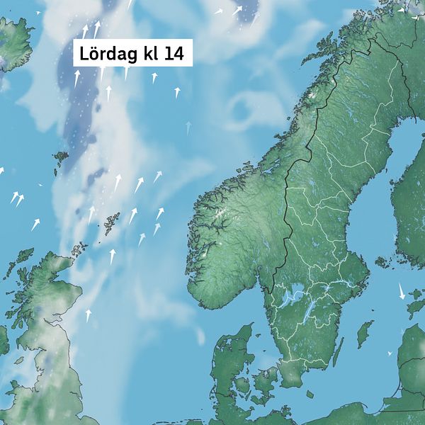 Väderkarta som visar väder i Sverige – prognos för i dag och kommande dagar.