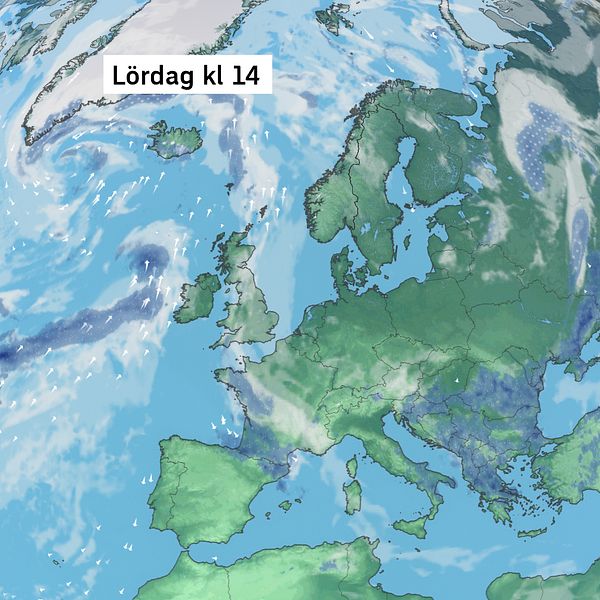 Väderkarta som visar väder i Europa – prognos för de kommande dagarna