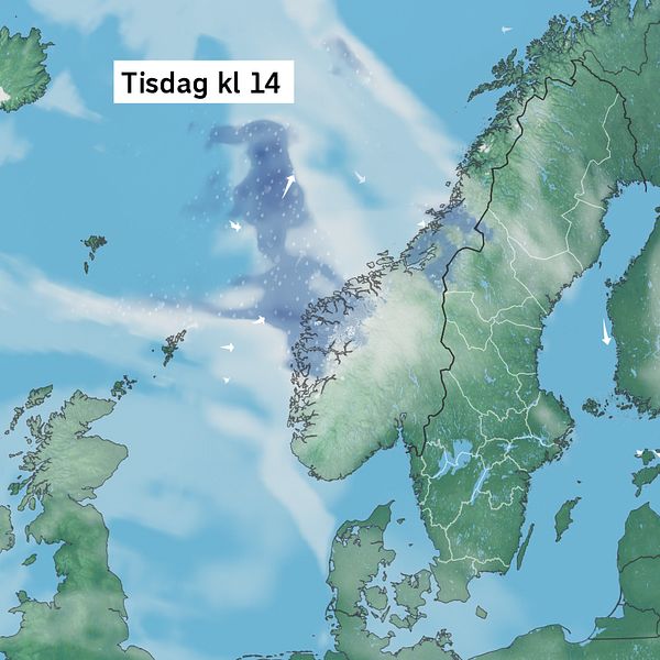 Väderkarta som visar väder i Sverige – prognos för i dag och kommande dagar.