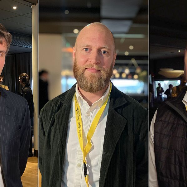 Theo Nyberg från Uniper, Joakim Evald från Wa3rm och Carl Romlin från Ecodatacenter intervjuas av SVT på en konferensdag på Frösö park utanför Östersund.