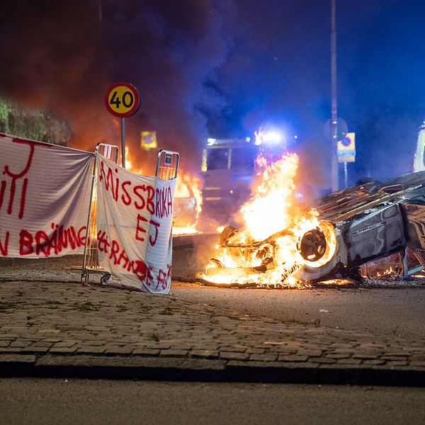 Upplopp och bilbränder på Rosengård i Malmö i september 2023.