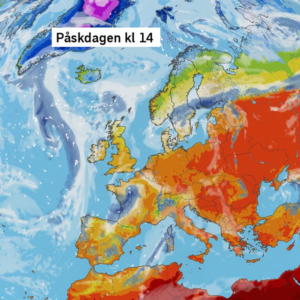 Vädret i Europa under kommande dagar