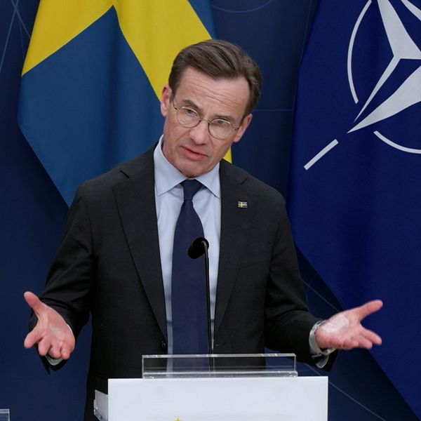Statsminister Ulf Kristersson (M) efter partiledarsamtalet om säkerhetsläget