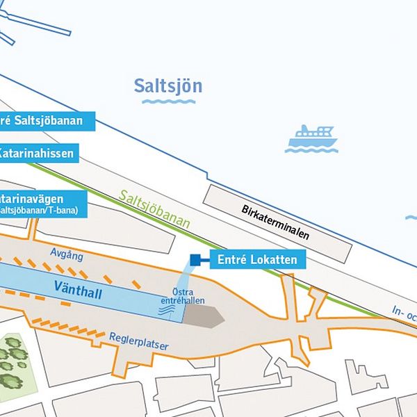 Entréer till bussterminalen vid Slussen