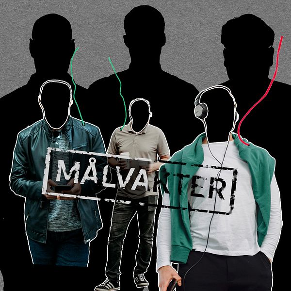 En bild med silhuetter av tre män i bakgrunden, och tre anonyma bilder på män. Tre män i Eskilstuna misstänks att med hjälp av förfalskade dokument ha lyckats lura banker på drygt tio miljoner kronor, pengar som sedan försvunnit utomlands.