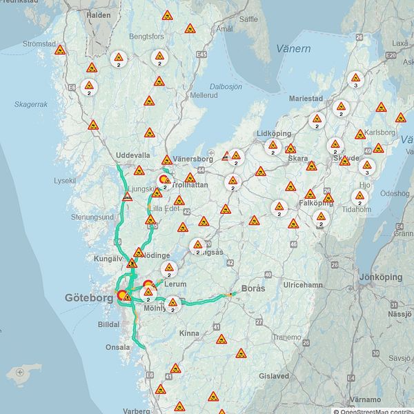 Det är många halkvarningar i Västsverige.