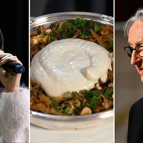 Laleh, varmrätten på Nobel 2024, och pristagaren i fysik Geoffrey Hinton