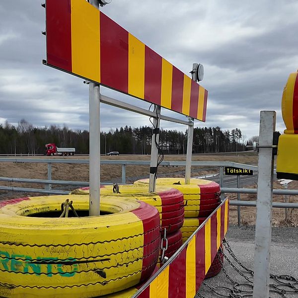 Vägarbete vid Västra länken i Umeå.