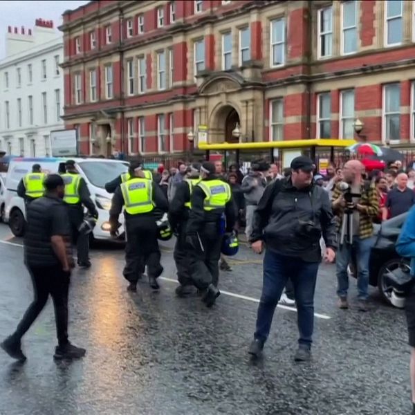 Protest i Sunderland efter knivdådet i Southport.