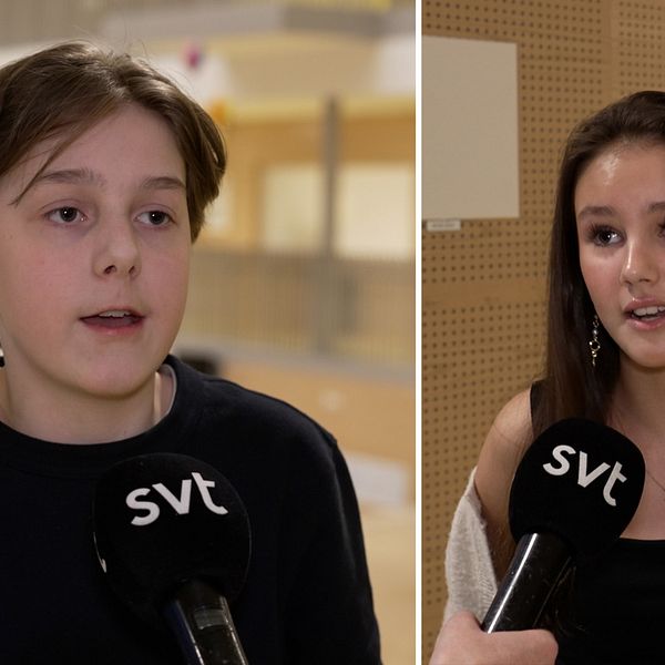 En ung pojke och flicka intervjuas av SVT