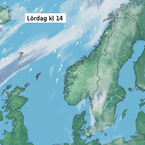 Väderkarta som visar väder i Sverige – prognos för i dag och kommande dagar.