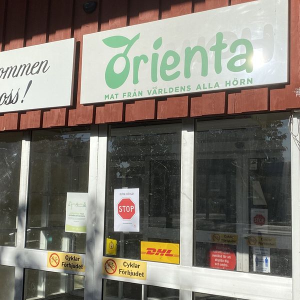 Livsmedelsbutiken Orienta i Tjärna Ängar i Borlänge, där skyddsombudsstopp nu råder och butiken därmed är stängd.