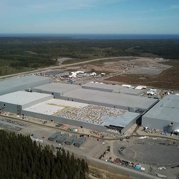 Northvolts fabrik i Skellefteå från ovan