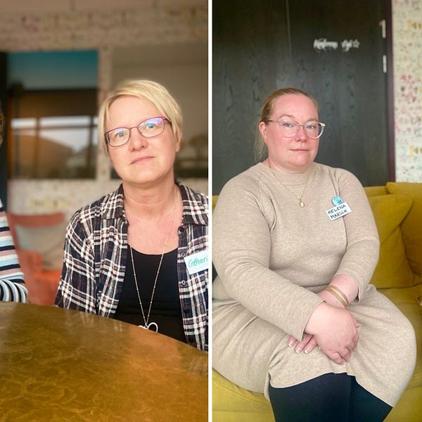 Lärare på facklig kurs sitter parvis framför kamera.