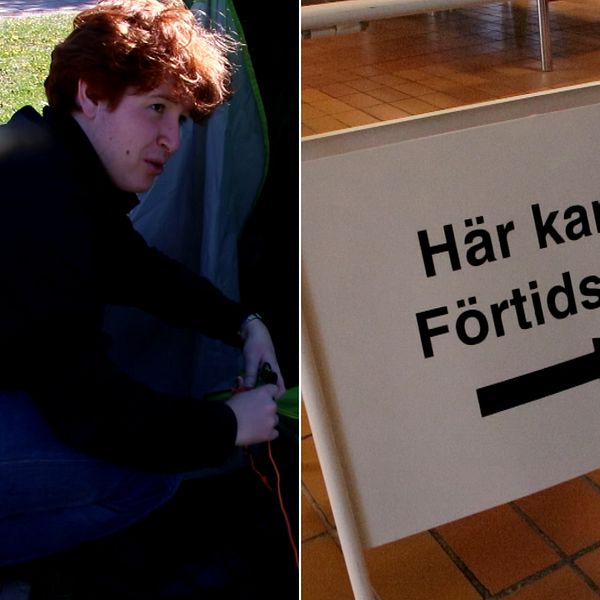MUF i Uppsala län tältade för att vara först i kön till förhandsröstningen i EU-valet.