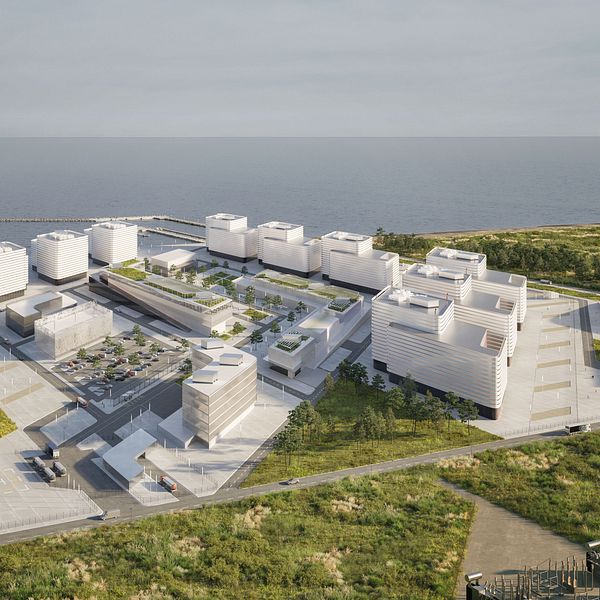 Illustration av SMR-park med flera små modulära reaktorer
