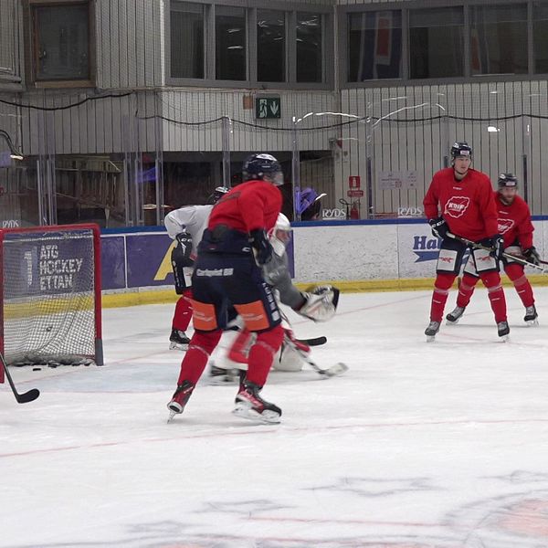 Ishockeyspelare i rink