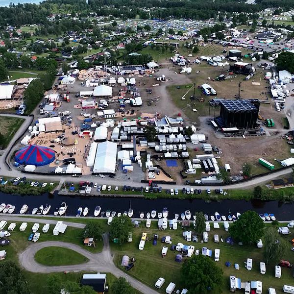 Flygbild över området på Sweden Rock Festival i Norje