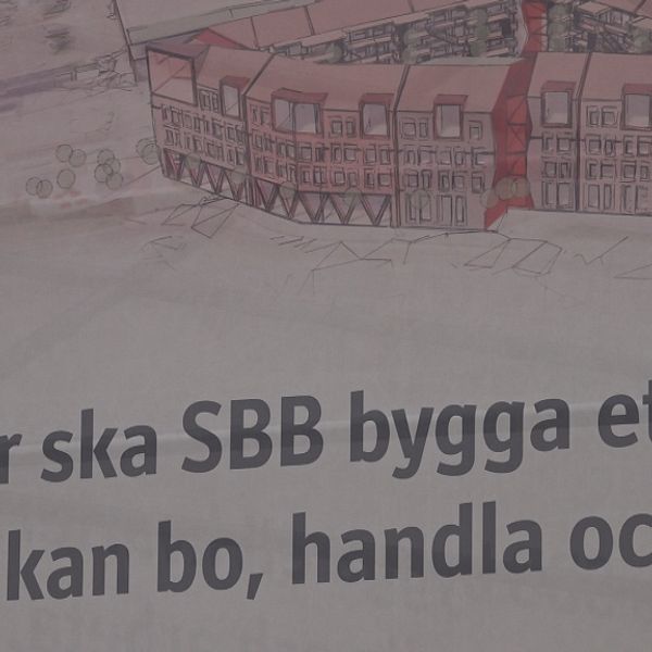 Skylt som säger att SBB ska bygga tandvårdshus