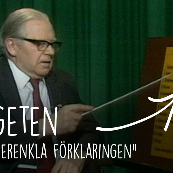 Gunnar Sträng, tidigare finansminister presenterar budget för år 1977.