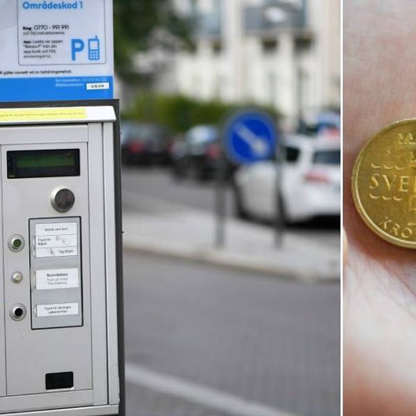 p-automat parkering nya mynt pengar