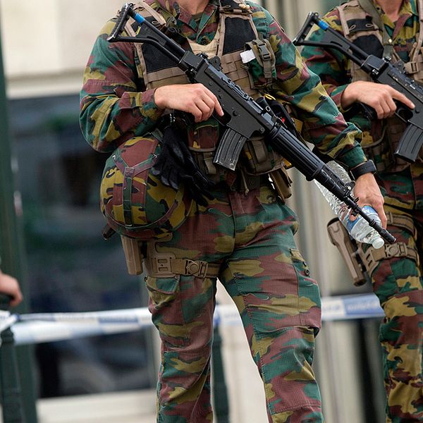 Belgisk polis och militär. Arkivbild.