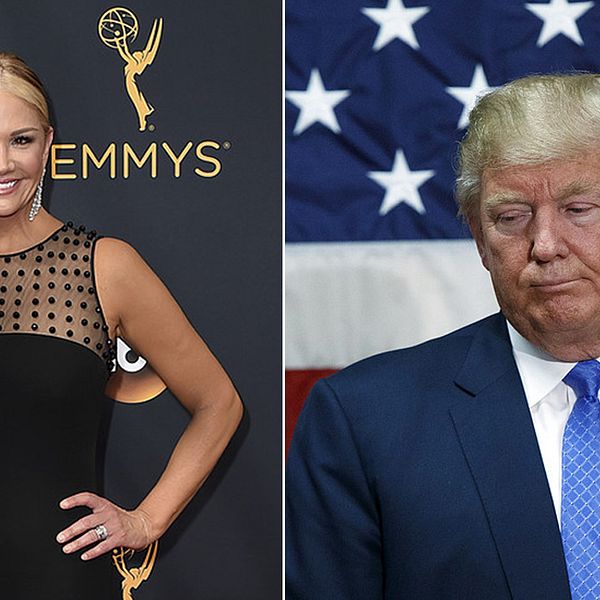 Nancy O'dell och Donald Trump.