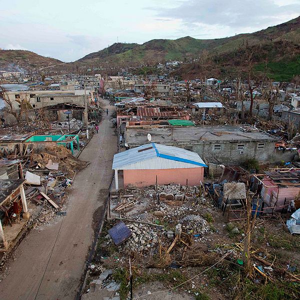 Förödelse i Haiti efter orkanen Matthews framfart.