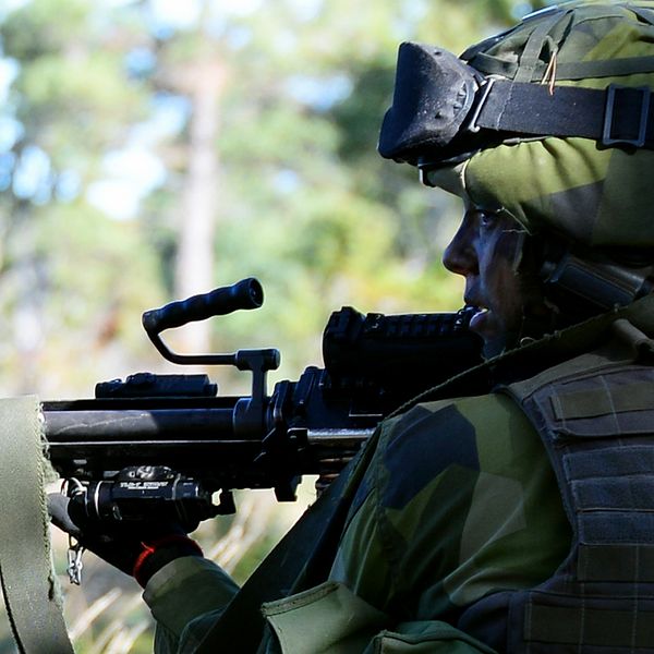 Soldat med gevär. Gotland.