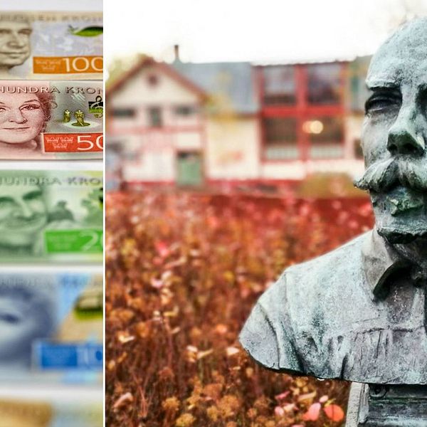 Carl Larsson-staty och pengar.