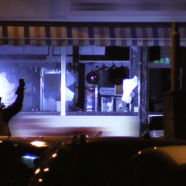 Skador efter explosionen på restaurangen i Landskrona.