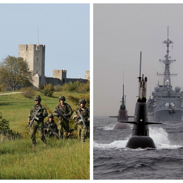 Montage Gotland och ubåtar.