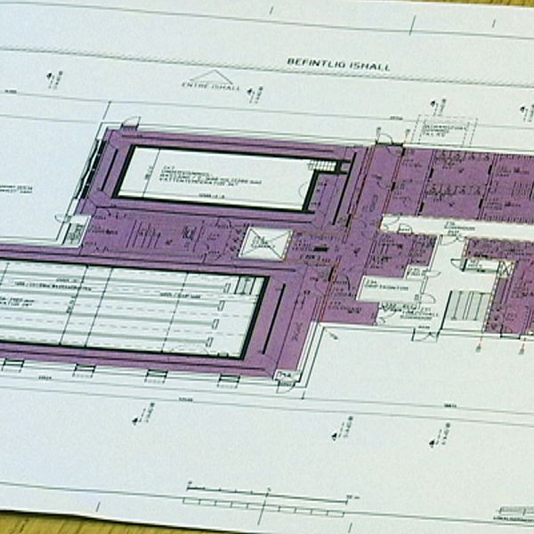 Planritning över den planerade simhallen i Hällefors.