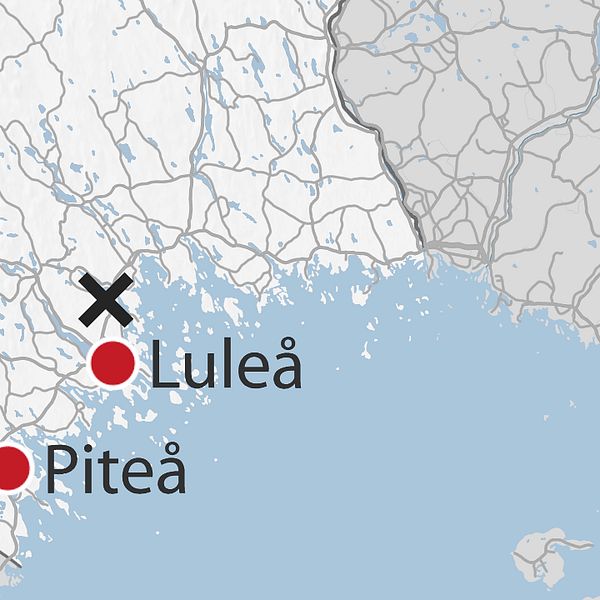 En karta över Luleå och Piteå