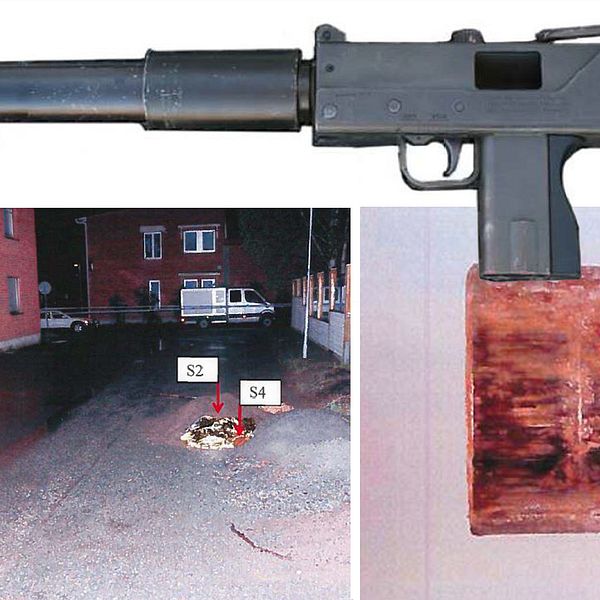 brottsplats, vapen och kula