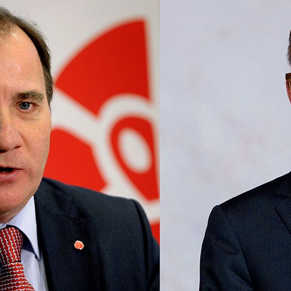 Socialdemokraternas partiledare Stefan Löfven och migrationsminister Tobias Billström.