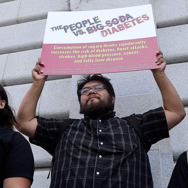 Demonstranter i San Francisco inför veckan omröstning.