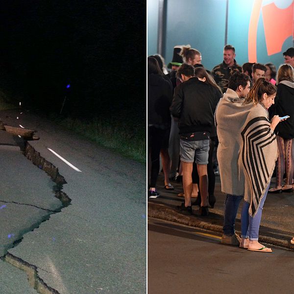 Människor i Wellington evakueras efter jordbävningen.