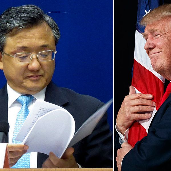 Kinas vice utrikesminister Liu Zhenmin och Donald Trump