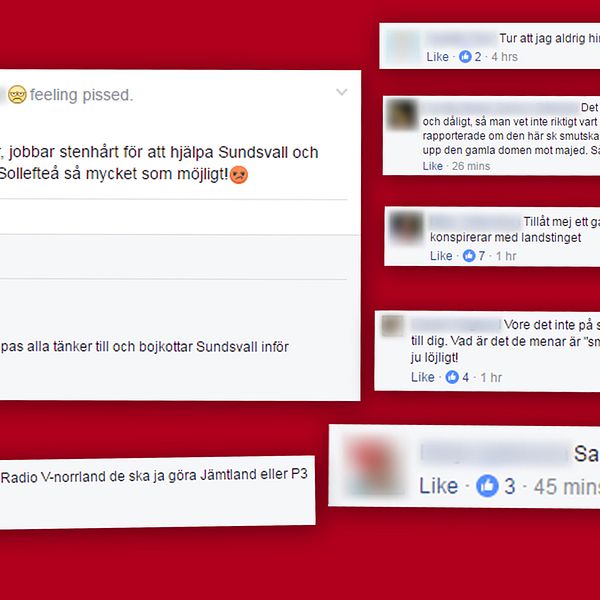 Facebook kommentarer med kritik mot P4 Västernorrland.