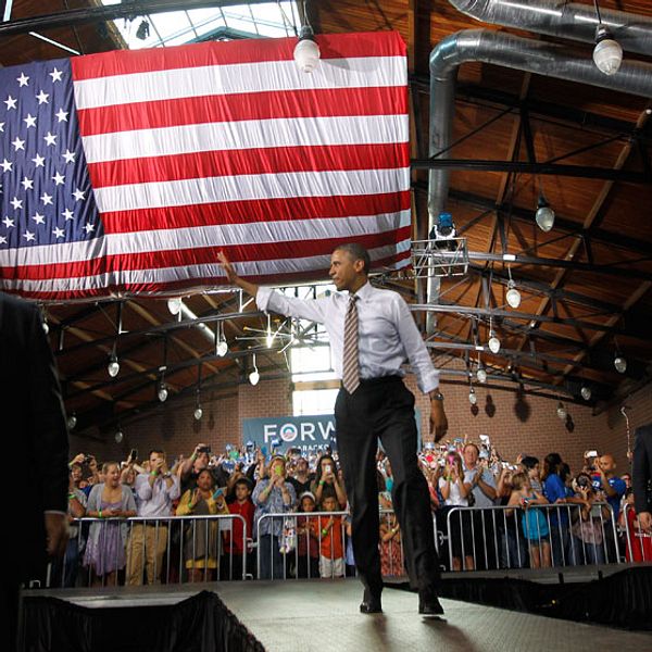 USA:s president Barack Obama kampanjar inför valet 2012. Foto: Scanpix