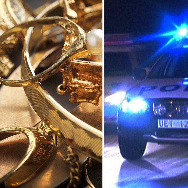 Guldsmycken och polisbil
