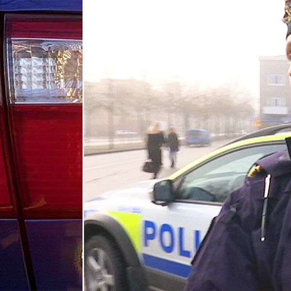 Polis framför polisbil.